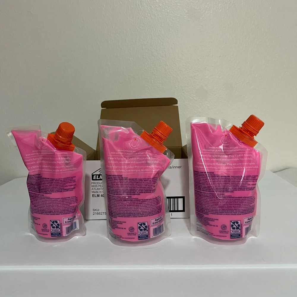 3 Pk Elmer's Spray It! Outdoor Washable Liquid Chalk Pouch Pink‎